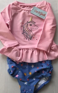Cat & Jack Toddler Girls Unicorn Bathing Suit 18 Months 2 Piece NEW - Picture 1 of 2