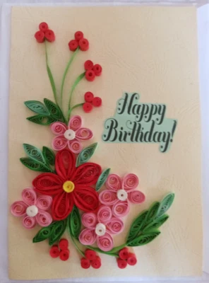 Birthday Card Handmade Quilling Greeting Cards Invitation with Envelope  - Image 1 of 4