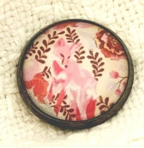 1" Tula Pink Fox Field Forest Flowers Crystal Glass & Metal Sewing Button TP120 - Picture 1 of 2