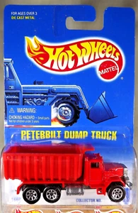 1991 Hot Wheels Blue/White Card Collector #100 PETERBILT DUMP TRUCK Red w/7 Sp - Picture 1 of 5