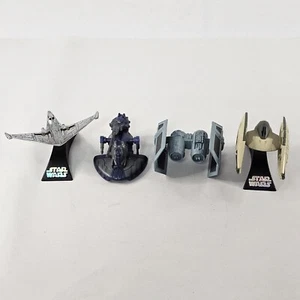 2004 Star Wars Miniatures Game Metal Fighter Ships Lot Of 4 With 2 Stands READ - Picture 1 of 19