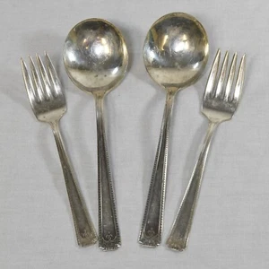 National Silver VICEROY ONE Silver Plate Round Soup Spoons & Salad Forks (KMT) - Picture 1 of 8