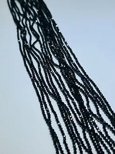 Spinell schwarz 2mm Facettierter Edelsteinstrang Top Qualität 40cm Naturstein - Bild 1 von 3