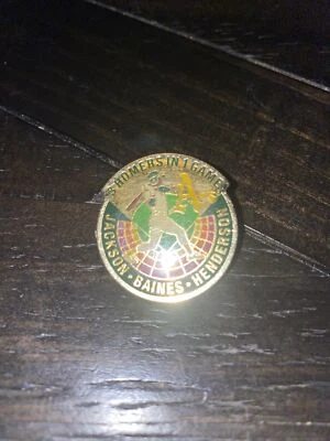 Oakland A's - 3 Homers in 1 Game Pin - Coliseum  Reggie Jackson Henderson Baines - Image 1 of 2