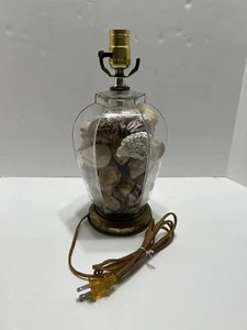 Vintage Seashell Filled Glass Table Lamp Tested And Works - Picture 1 of 10
