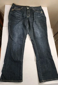CATO Premium Classic Womens Jeans Size 18W Blue Denim Rhinestones Pockets - Picture 1 of 7