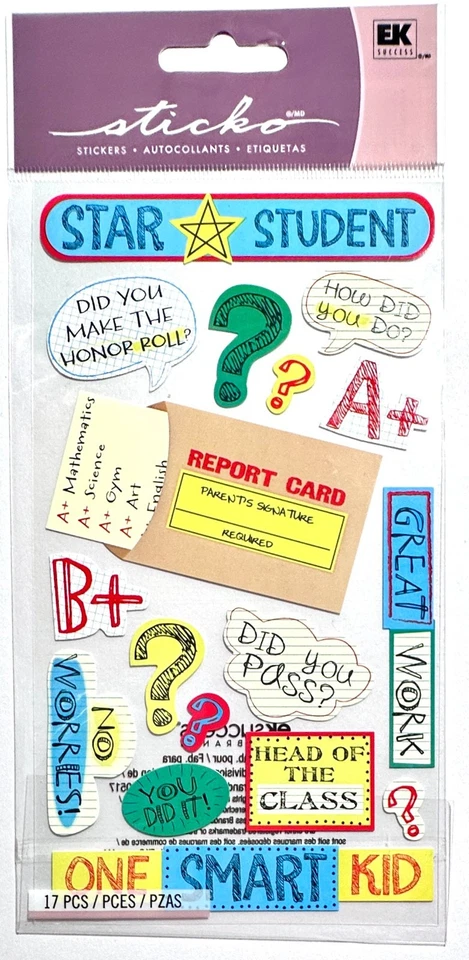Pegatinas de boletas de calificaciones de estudiante estrella álbum de recortes adorno de tarjetas Sticko Foto 1 de 1