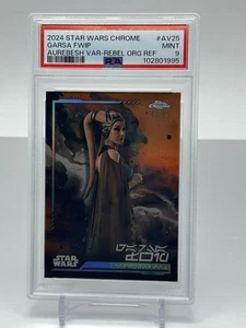 2024 Topps Star Wars Chrome AV25 Garsa Fwip Aurebesh Rebel Orange PSA 9 Mint - Picture 1 of 2