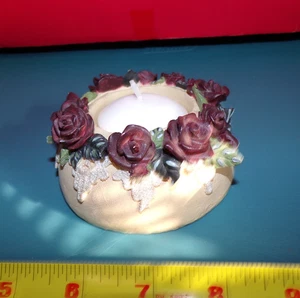 Resin Votive Candle Tea Light Holder Roses Flowers Love - Picture 1 of 4
