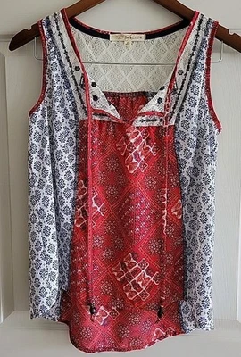 Blusa para mujer Rewind sin mangas roja, blanca y azul talla S Foto 1 de 4