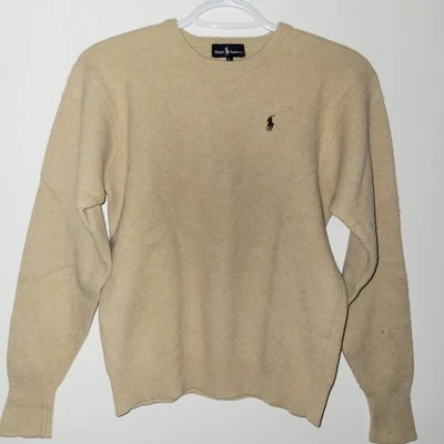Suéter de lana vintage Polo Ralph Lauren Impact 21 para mujer talla grande beige Foto 1 de 4