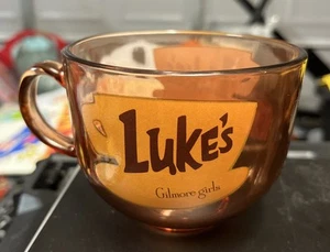 Gilmore Girls Luke's Diner Glass Mug 16 oz Brown Glass Coffee Tea Cup - Picture 1 of 4