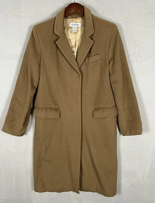 Abrigo Brooks Brothers para mujer talla 10 tostado lana lisa angora mezcla de cachemir Foto 1 de 4