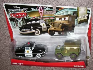 DISNEY CARS SHERIFF & SARGE RADIATOR SPRINGS 6/15 Mattel BDW84 - Picture 1 of 2