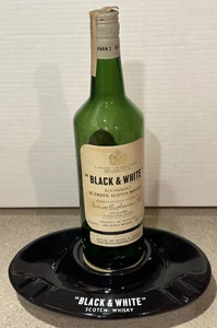 Botella de whisky escocés blanca y negra de colección Buchanan's cenicero publicidad - Imagen 1 de 8