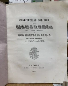 (Napoli) FERDINANDO II - COSTITUZIONE POLITICA DELLA MONARCHIA - Napoli 1848 - Imagen 1 de 3