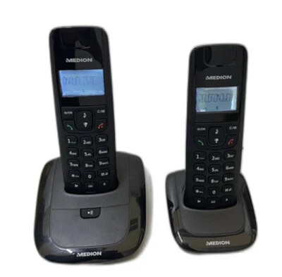 Medion MD43064 DUO DECT Schnurloses Telefon mit 2 Mobilteilen 2er SET mit Basis - Bild 1 von 4