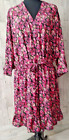 Boohoo Woman's Ditsy Floral Wrap Belted Dress Size 18 Pink Floral Flowy Ruffles