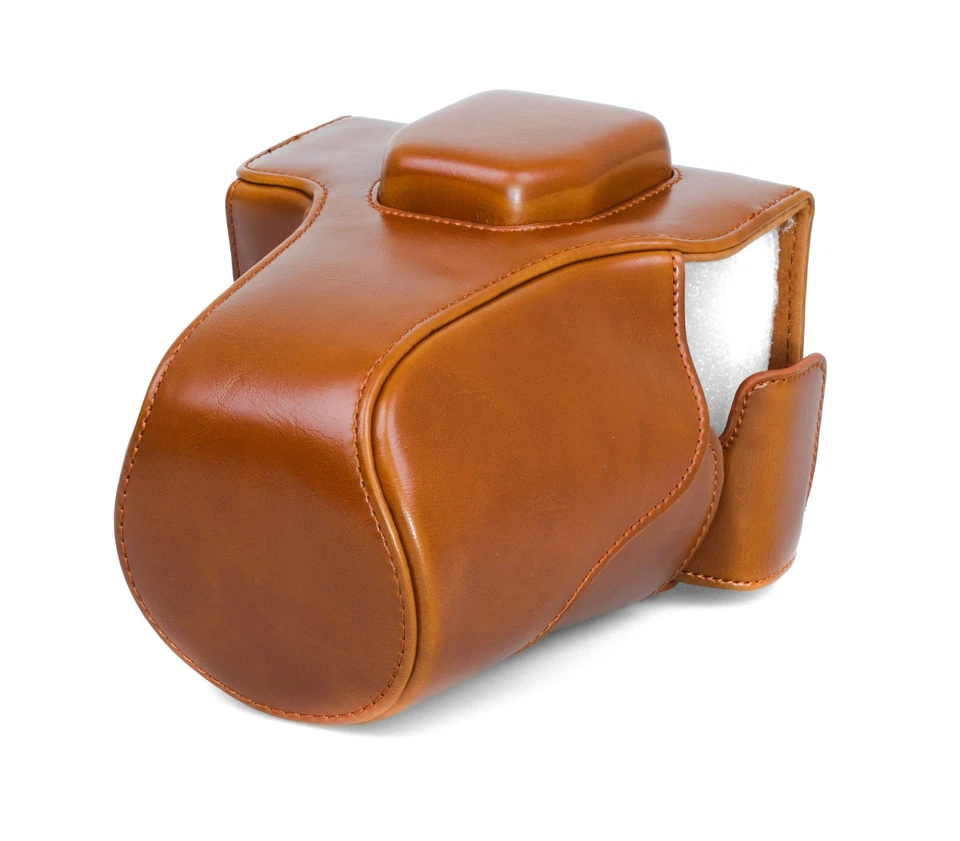 FITTINGS4YOU Kameratasche Etui für Olympus E-M5 Mark II Kunstleder Tasche braun CC1375c