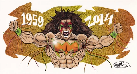 The Ultimate Warrior 6x11 WWE Wrestling Drawing Print Original New Cover