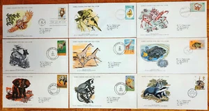 WORLDWIDE 1976-1979 WILDLIFE VERY FINE 9 x FDC + 9 CARD DIFERENT COUNTRY Set# 7 - Picture 1 of 2