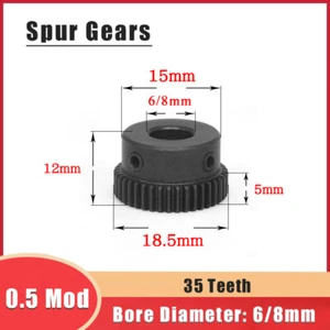 0.5 Mod 35 Teeth Spur Gear Transmission Gear With Step Bore 6/8mm Motor Gears - Picture 1 of 8