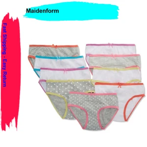 Maidenform Girl 1270 Brief Panty 9 Pack, Pop of Heathers, Size 4 - Picture 1 of 2