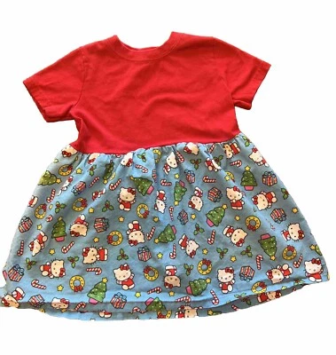 Vestido de Navidad Hello Kitty Manga Corta Rojo Azul Garannimales 12 Meses Foto 1 de 3