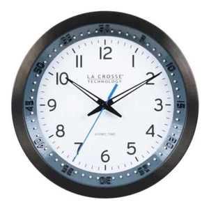 La Crosse Technology Atomic Analog Clock Stainless Steel Black Round 10 in. Dia - Picture 1 of 7