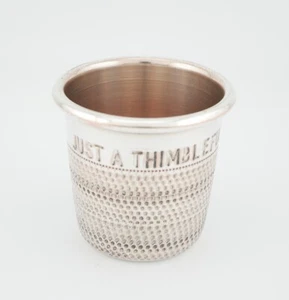 Silver Plated 1oz Liquor Measure 'Just A Thimbleful' Thimble form Shape by P.H.V - Picture 1 of 5