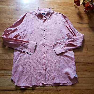 Ermenegildo Zegna 100% Linen Shirt Sz XXL Pink Collared Mens - Image 1 of 4