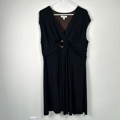 Vestido Coldwater Creek Talla 18 W Negro Hasta la Rodilla Sin Mangas Elastizado Cremallera Lateral Foto 1 de 4