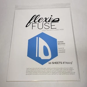 FlexiFuse Light Weight Fusible Web Paper Backed 10 Sheets 8x10.5" Quilt Applique - Picture 1 of 3