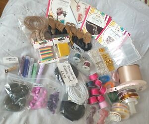 Large Craft Jewellery Making Dvd Cord Wire Ribbon Beads Agate Gem Bundle Lot