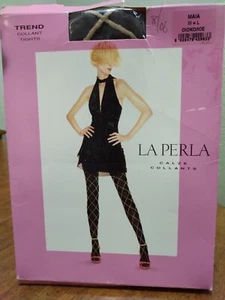 La Perla Trend Tights MAIA Sz Large Diamond 50 Denier Black Fur Effect NOS - Picture 1 of 11
