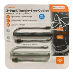 Ventec 2er-Pack Tangle Free Zertifizierte Ladekabel für Apple-Produkte NEU! - Bild 1 von 1