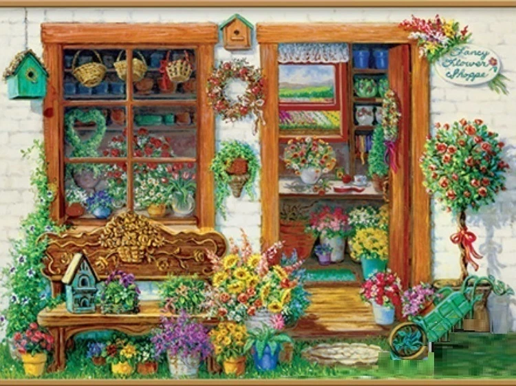 Jigsaw Puzzle Building Fancy Flower Shoppe 750 pieces NEW - Image 1 of 1