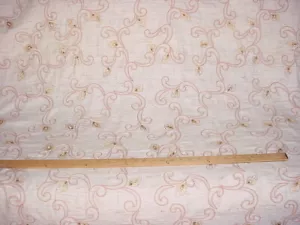 15-1/2Y TELA DE TAPICERÍA FLORAL CREWEL DE SEDA CRUDA BORDADA BRUNSCHWIG & FILS - Imagen 1 de 4