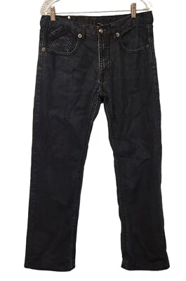Pantalones de mezclilla antiguos remachados desgastados azul oscuro talla para hombre 32 x 32 LEER Foto 1 de 4