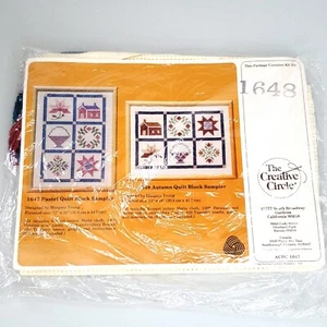 The Creative Circle 1648 Autumn Quilt Block Sampler Cross Stitch Kit 12X16" NOS - Picture 1 of 6