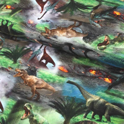 STOFFE KUDELLINO Baumwolljersey "Dinosaurier Dinostoff" - Jerseystoff Meterware ab 25 cm Länge