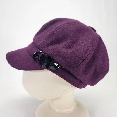 Old Country Road Newsboy Hat Cap One Size Cabbie Wool Blend Purple - Image 1 of 4