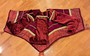 Gonna natalizia patchwork velluto schiacciato vino 48" e calza polsino 3 perline - Foto 1 di 9