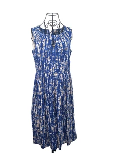 Nine West Dress UK 10 Blue A Line Abstract Fully Lined Pockets Boho Avant Garde - Picture 1 of 9