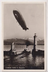AK Lindauer Hafen m. Zeppelin, ca. 1936, Karl Kaspar, gelaufen, gebraucht, gut - Picture 1 of 2