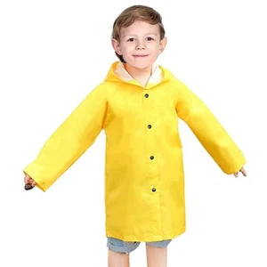 Kids Rain Jacket - Waterproof Boys Girls Raincoat Yellow Breathable Hooded Ra... - Picture 1 of 5