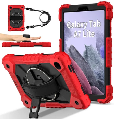For Samsung Galaxy Tab A7 Lite 8.7 360° Rotating Strap Handle Bracket Shell Case - Image 1 of 4