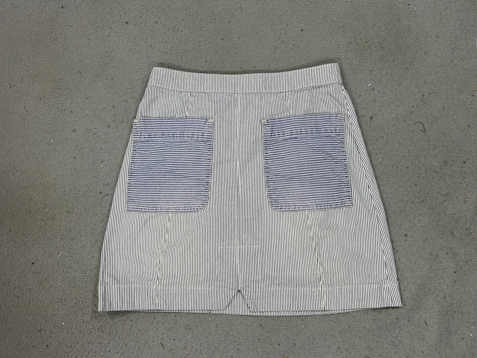 Falda Pilcro Mujer 0 Azul Blanco Rayas Algodón Mini Anthropologie Línea A Foto 1 de 4