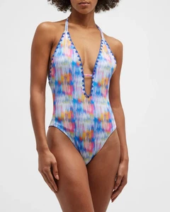 Ramy Brook Ikat Printed Sonoma One-Piece Swimsuit Size S $158 NWT - Picture 1 of 10
