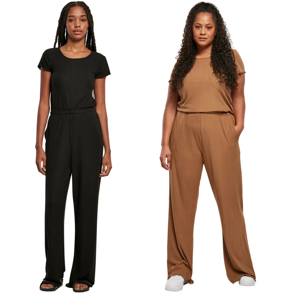 Urban Classics Ladies Rib Wid Leg Jumpsuit Damen Einteiler Onesie Rippstoff  - Bild 1 von 1